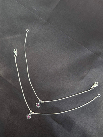 Floral Charm oxidised Anklet