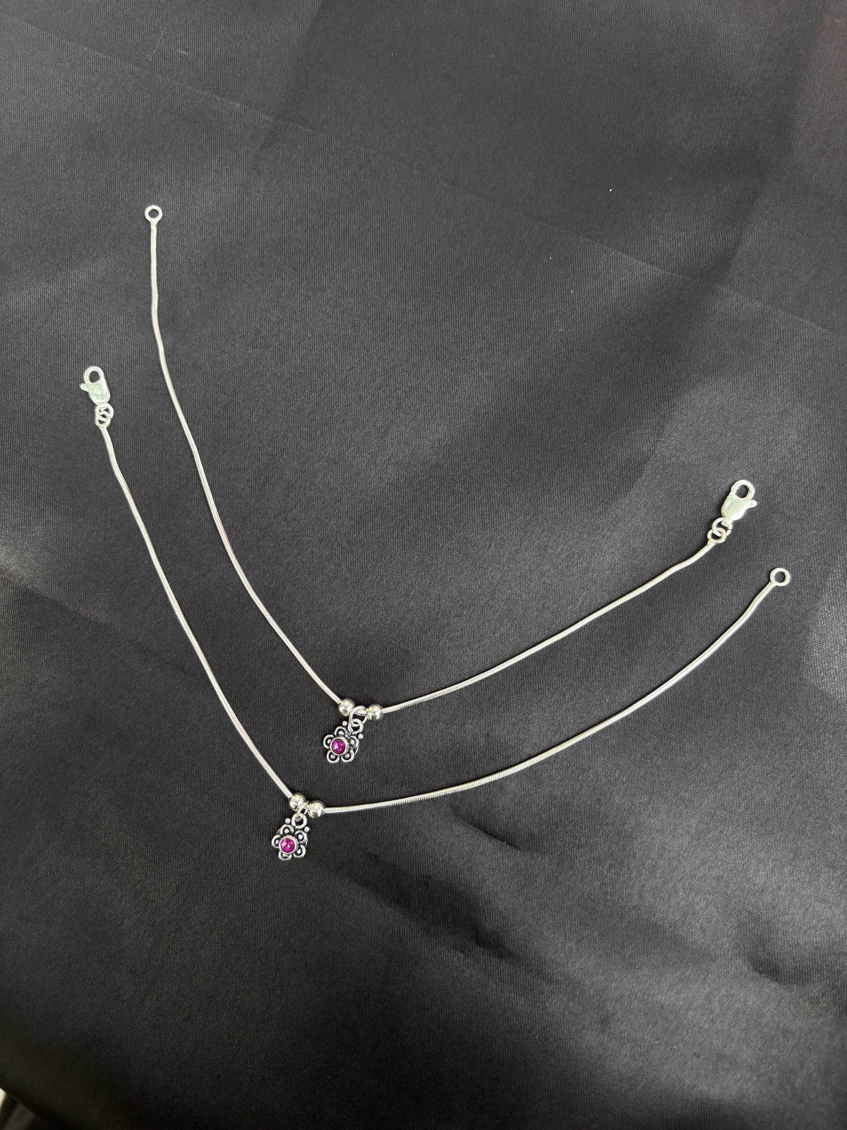 Floral Charm oxidised Anklet