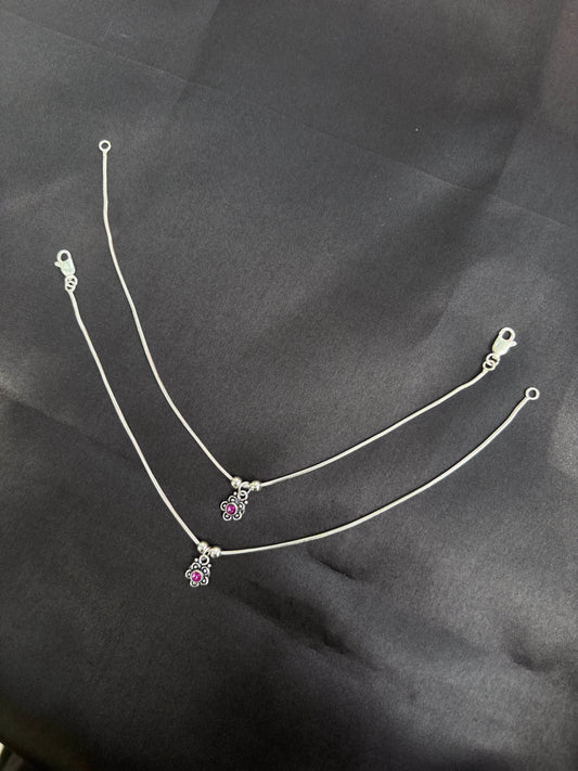 Floral Charm oxidised Anklet