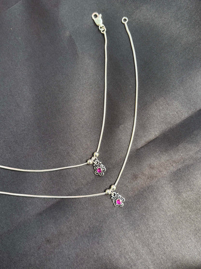 Floral Charm oxidised Anklet