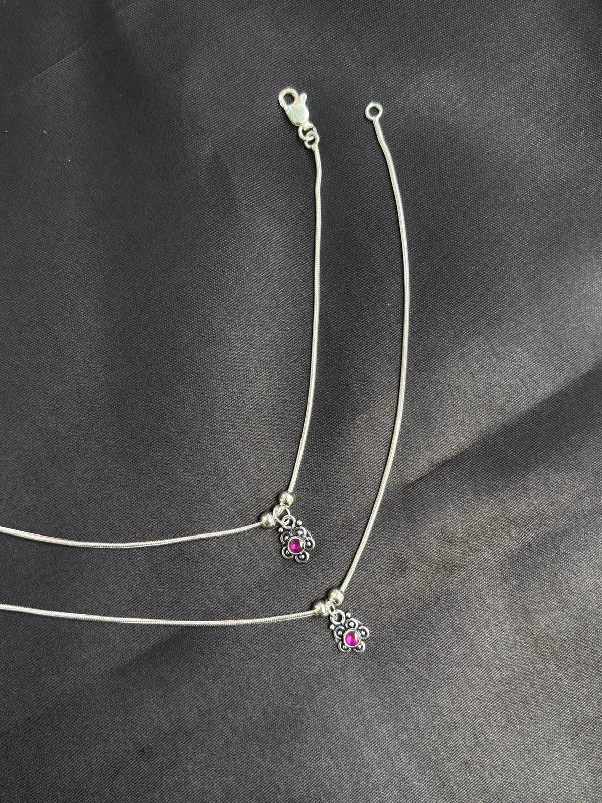 Floral Charm oxidised Anklet
