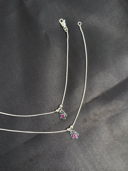 Floral Charm oxidised Anklet