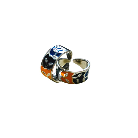 Floral graffiti enamel toe ring