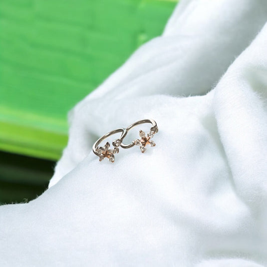 Flower dual tone upside open 925 Toe Ring