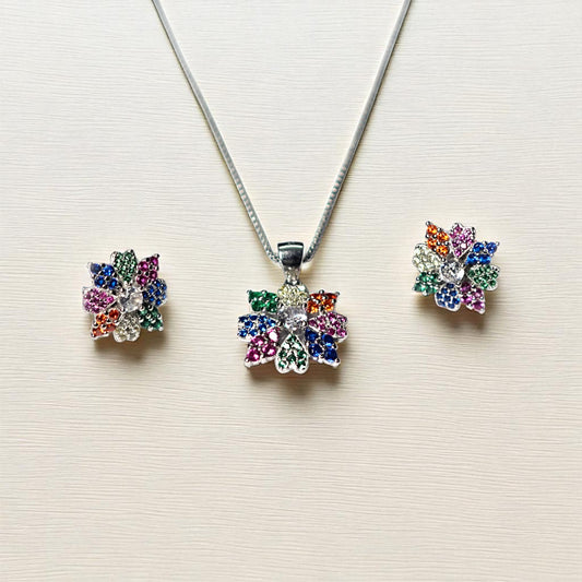 Glittering flower earring set