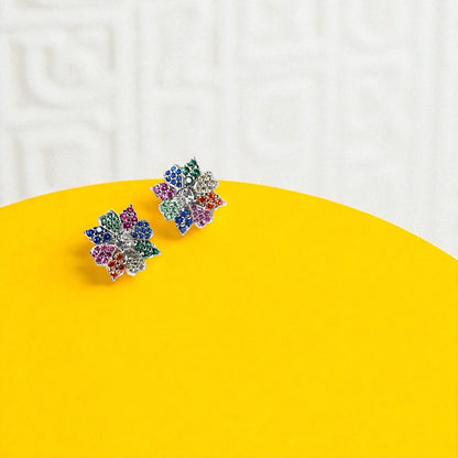 Glittering flower earring set