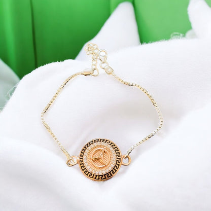 Gold Men’s bracelet with intricate MERCEDEZ BENZ