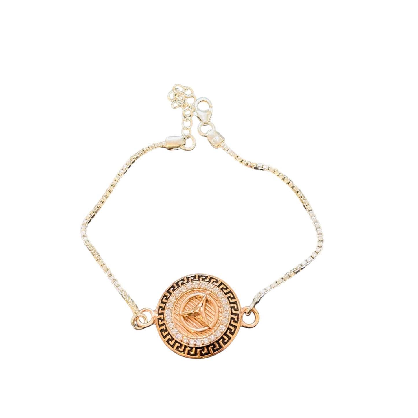 Gold Men’s bracelet with intricate MERCEDEZ BENZ