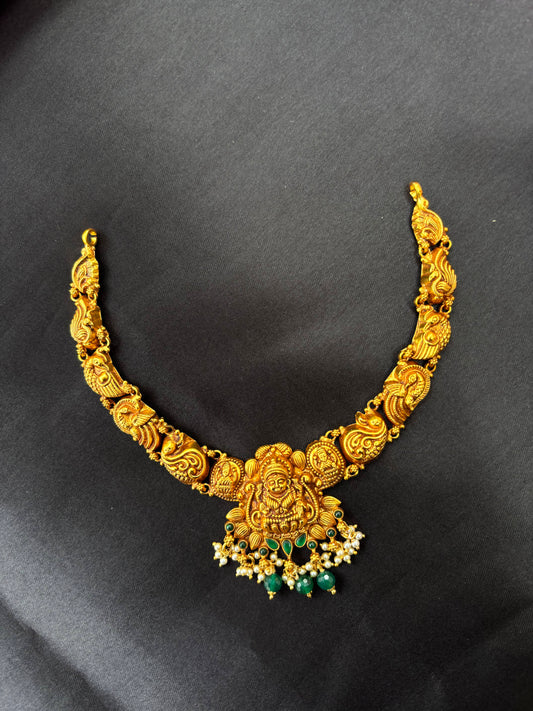 Gold Plated Silver temple jewellery necklace set