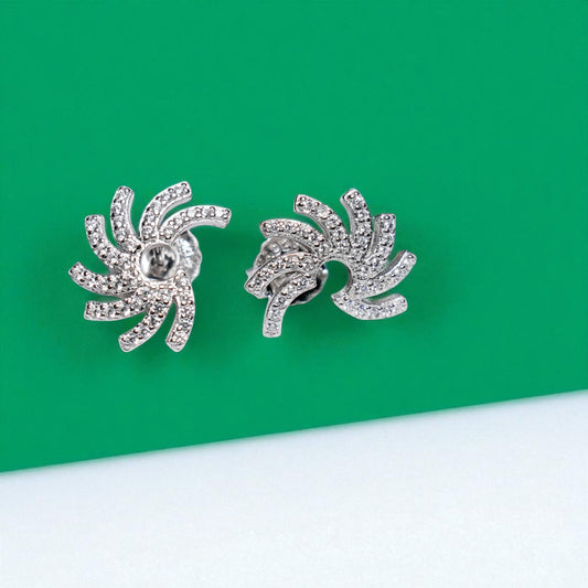 Half Blooming Flower Minimalist Silver earrings