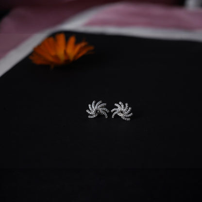 Half Blooming Flower Minimalist Silver earrings