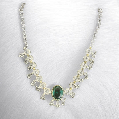 Handmade Emerald Oxidised 925 Silver Necklace