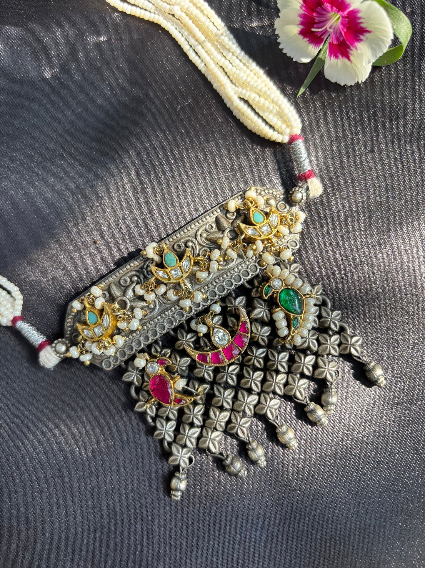 Handmade Fusion Choker Silver Necklace