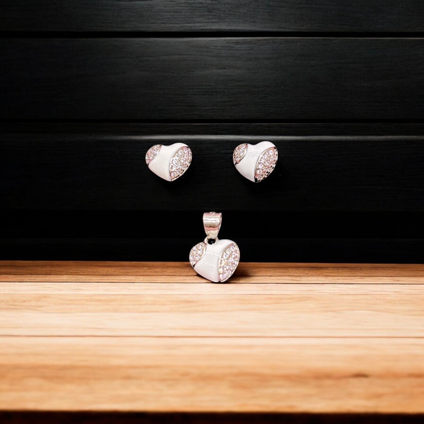 Heart Enamel Pendant set