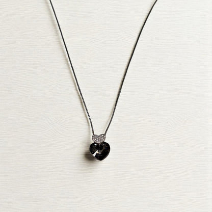 Heart shape swarovski crystal silver pendant chain