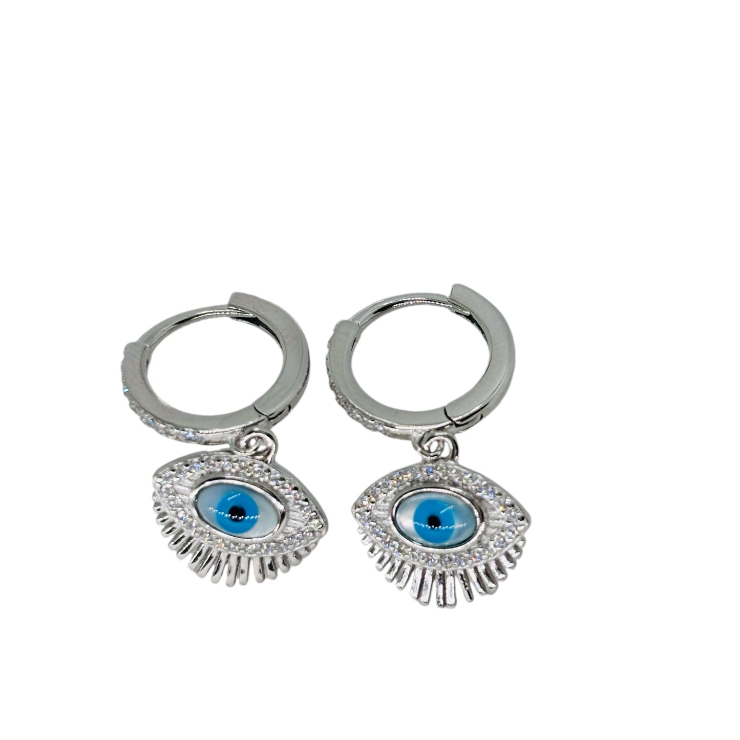 Contempary Silver Evil Eye Drop Earring