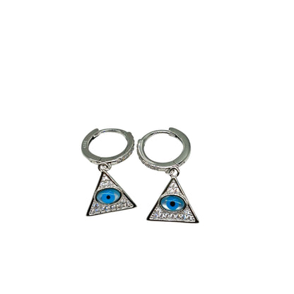 Evil Eye Zircon Silver Drop Earring