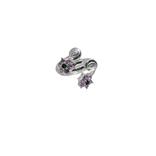 Lavender Flower enamel front open toe ring