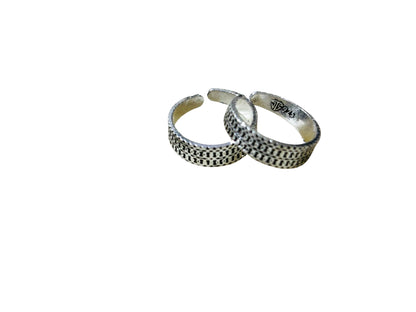 Oxidised Strip toe ring