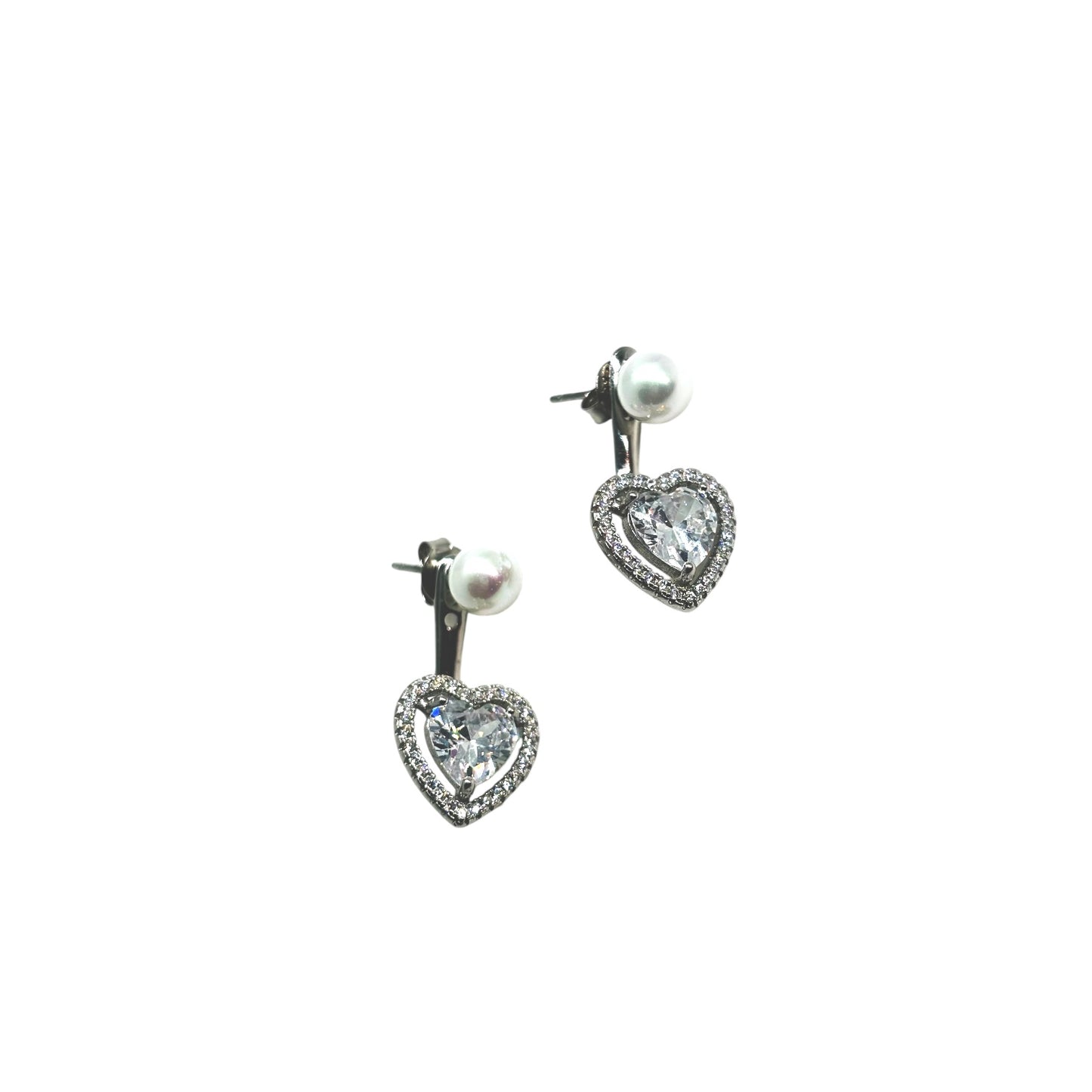 Heart drop 925 silver pearl earring