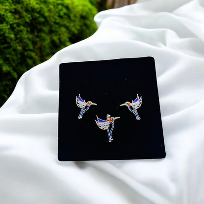 CZ Enamel Humming bird pendant set