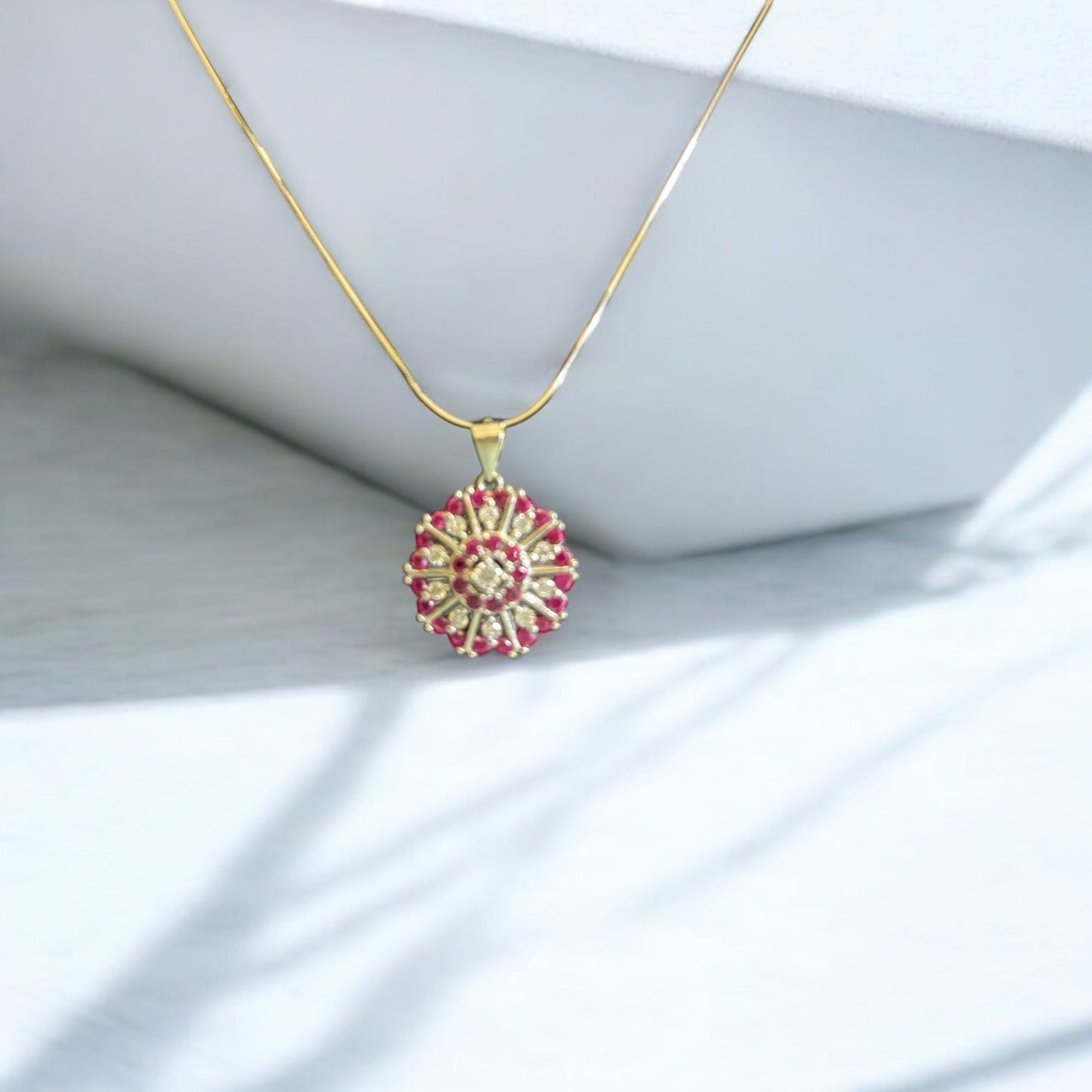 Floral Ruby pendant set