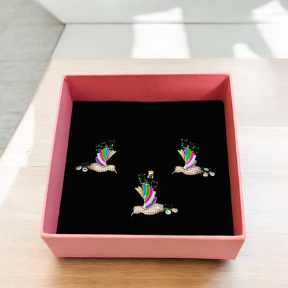 Flying Hummingbird pendant set