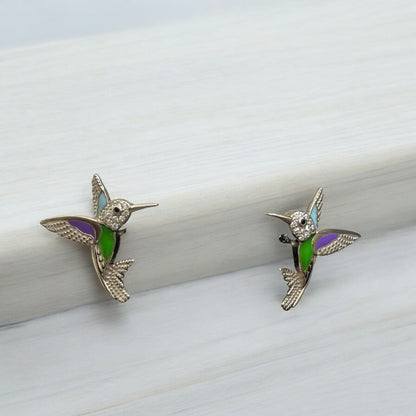 Cute hummingbird 925 silver pendant set