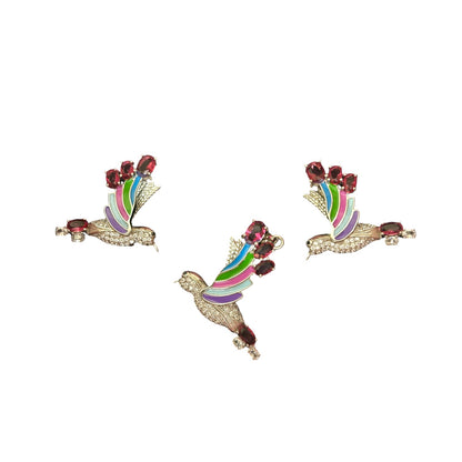 Colourful hummingbird pendant set