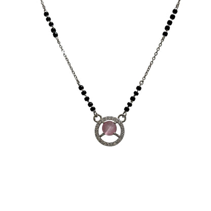 Baby Pink drop silver mangalsutra Necklace