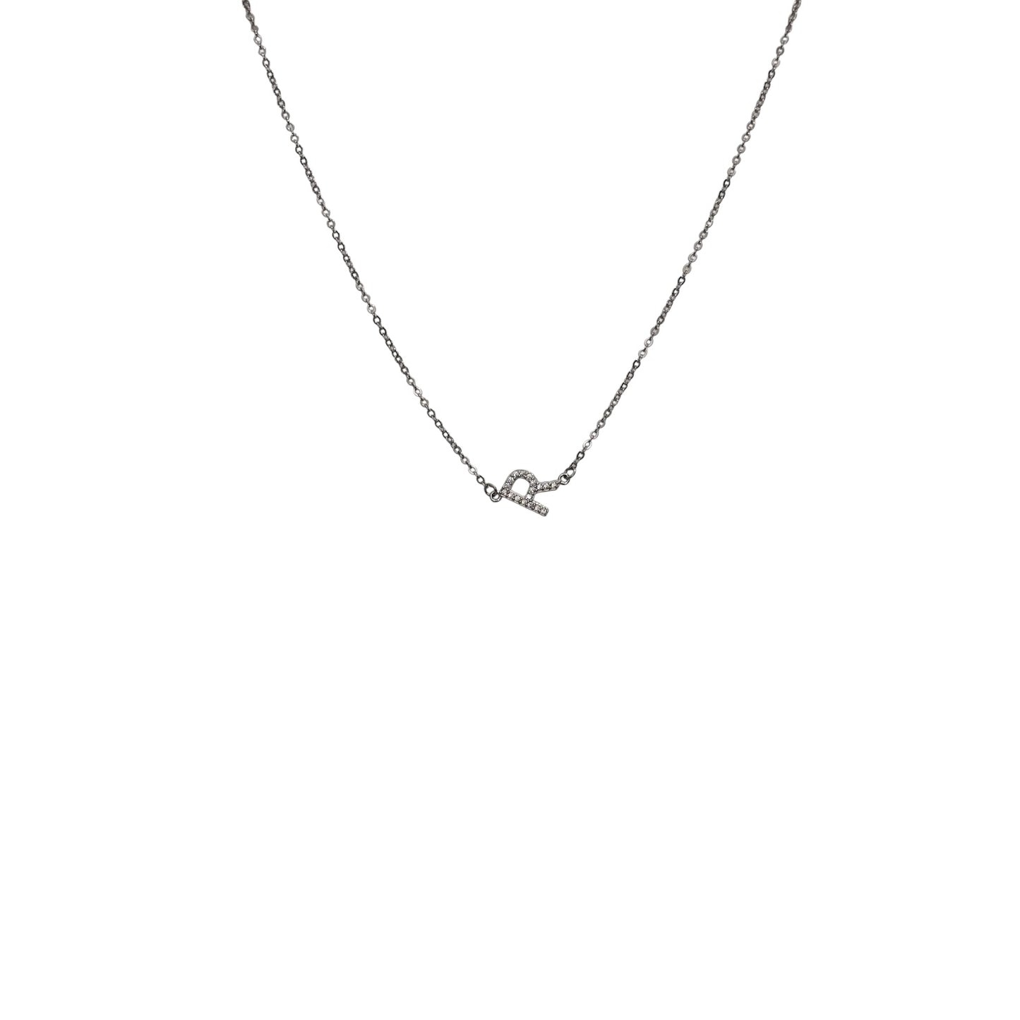 'R' Initial silver Pendant Chain