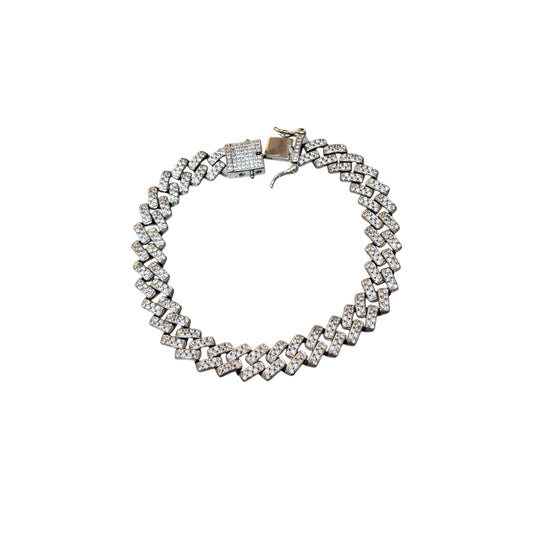 CZ Cut Men’s Royal Silver Bracelet