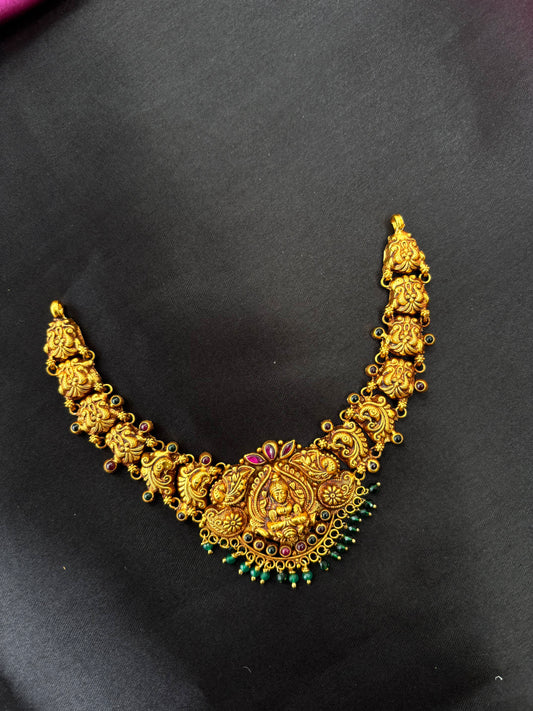 Silver temple jewellery necklace set