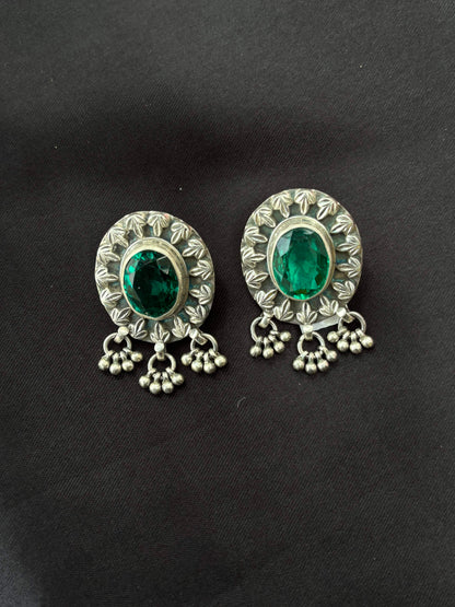 Emerald oxidised 925 Earrings