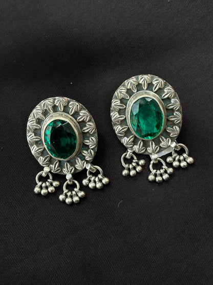 Emerald oxidised 925 Earrings