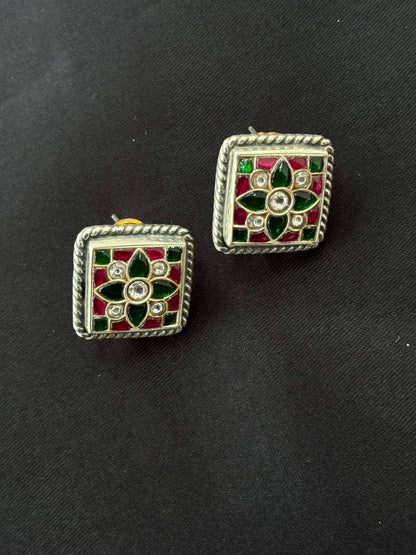 Multistone oxidised 925 Silver studs