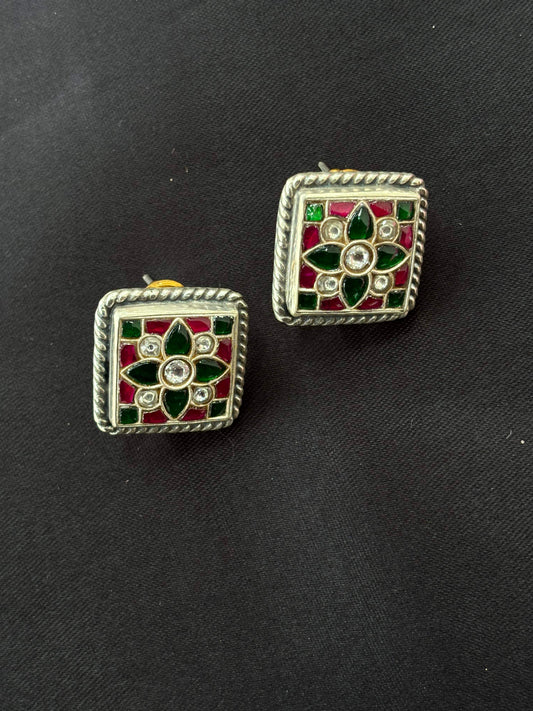 Multistone oxidised 925 Silver studs
