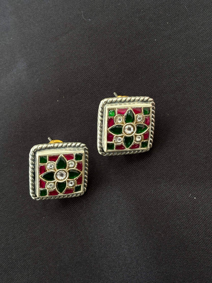 Multistone oxidised 925 Silver studs
