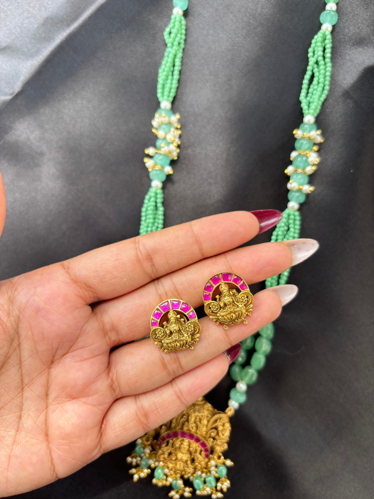 Maa Lakshmi silver temple jewellery set