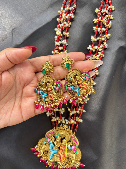 Divine Love Radha Krishna silver temple jewellery set