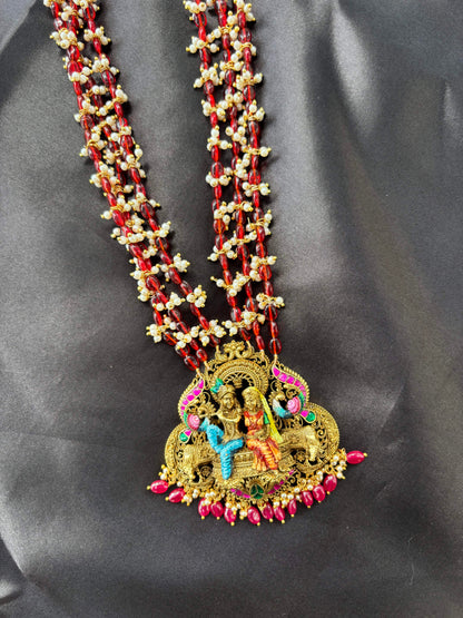 Divine Love Radha Krishna silver temple jewellery set