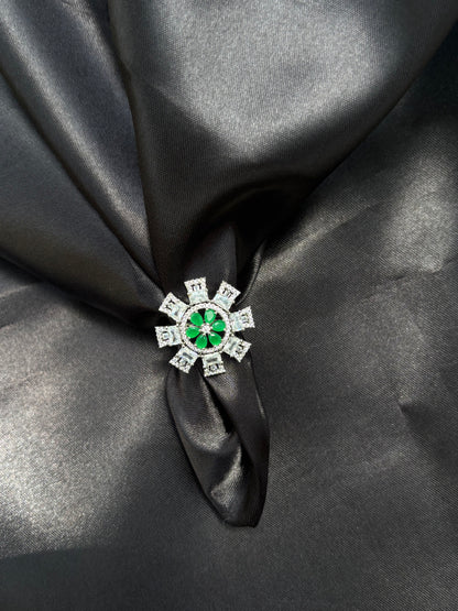 Verdant Flame – Emerald CZ Cocktail Ring in 925 Silver