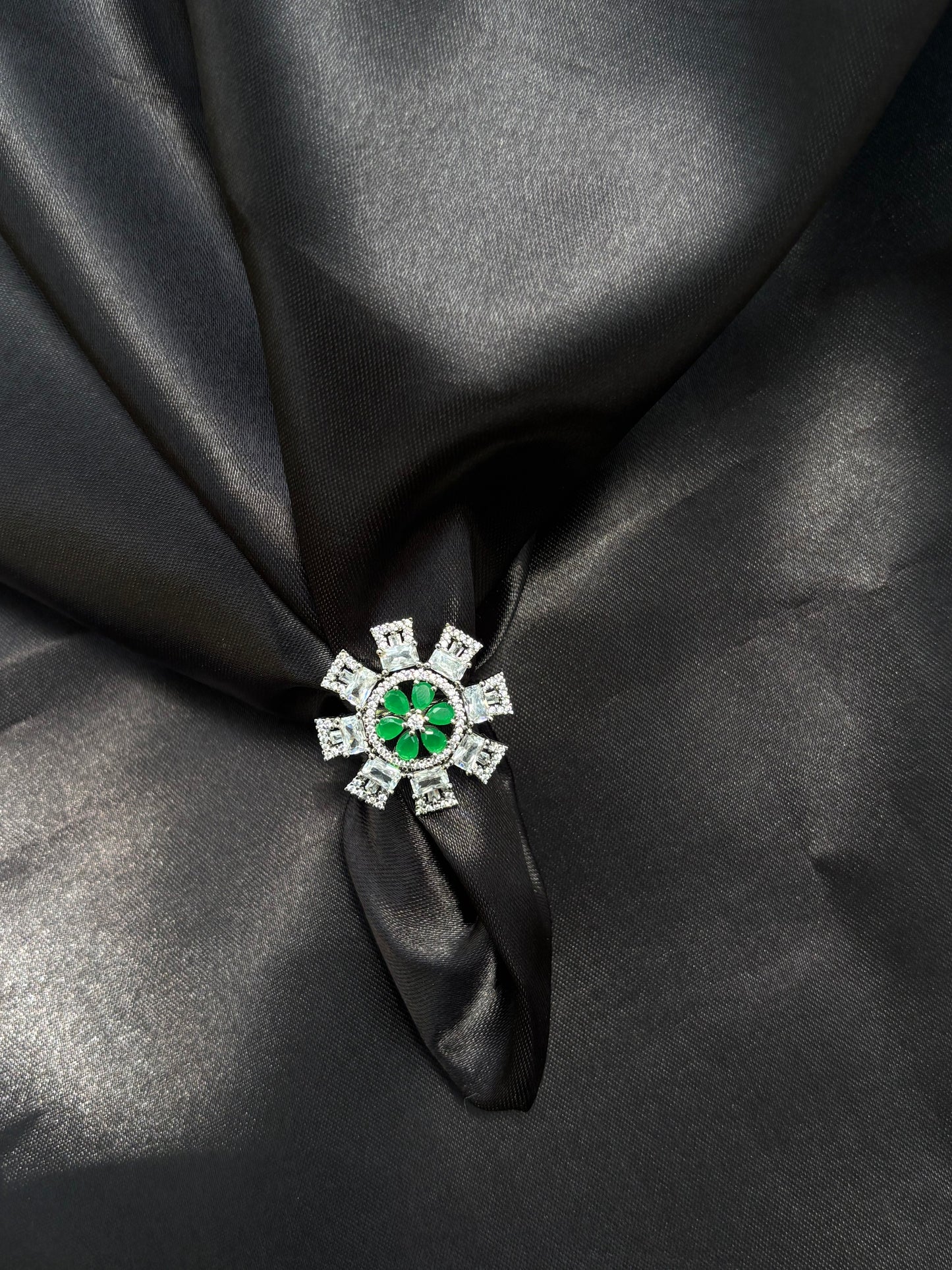 Verdant Flame – Emerald CZ Cocktail Ring in 925 Silver