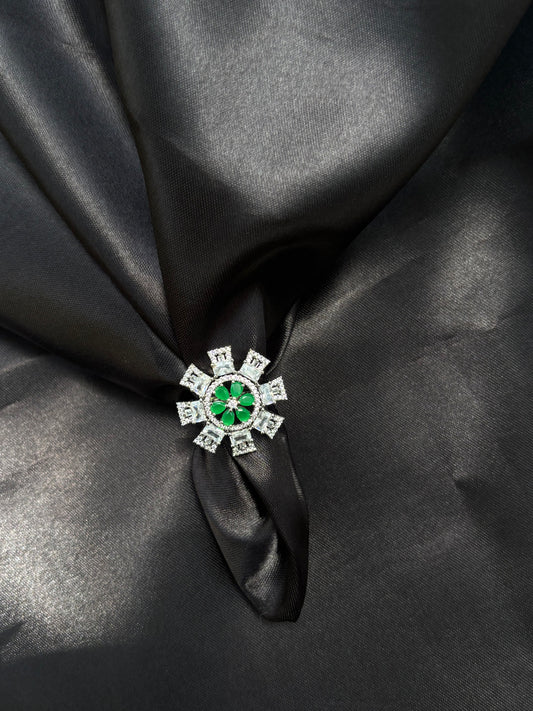 Verdant Flame – Emerald CZ Cocktail Ring in 925 Silver