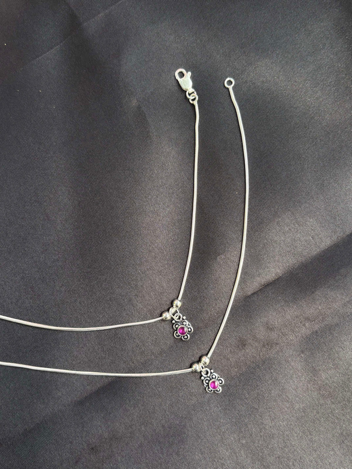Floral Charm oxidised Anklet