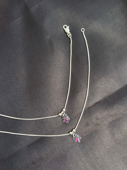 Floral Charm oxidised Anklet