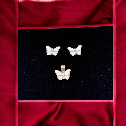 Butterfly enamel pendant set