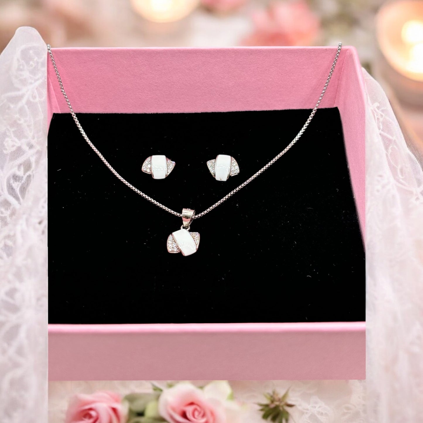 Petal Enamel Pendant set