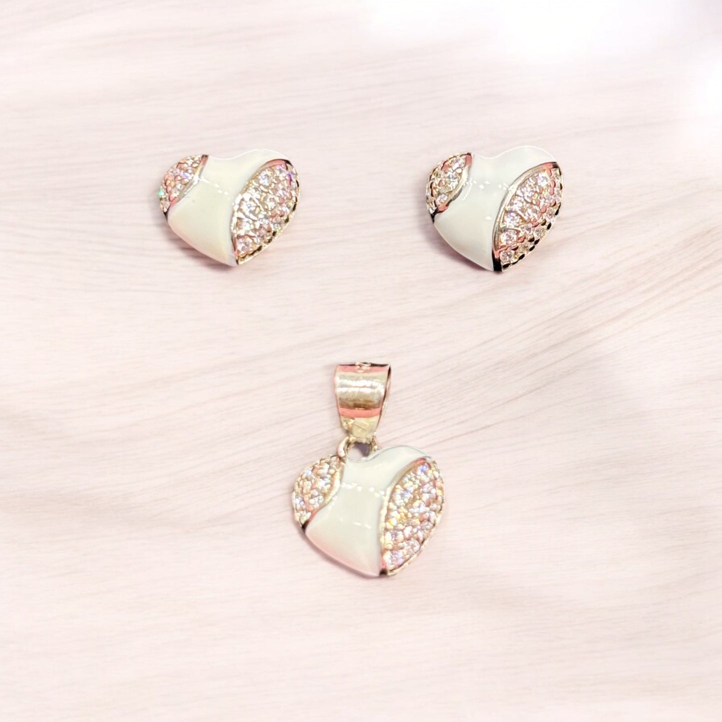 Heart Enamel Pendant set