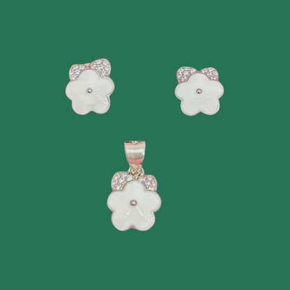 Floral enamel Pendant Set